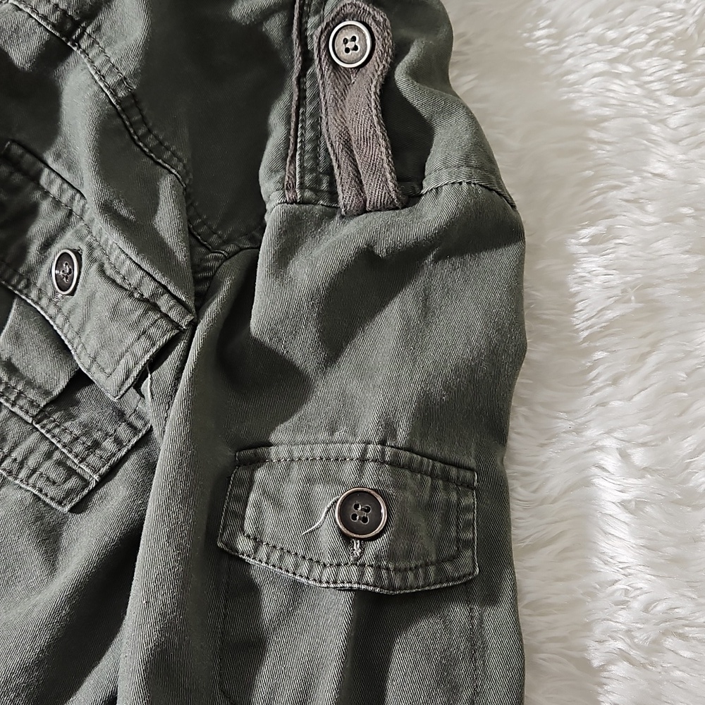 Full Tilt Olive Green Utility Jacket Cotton Size Small Medium - Picture 10 of 17